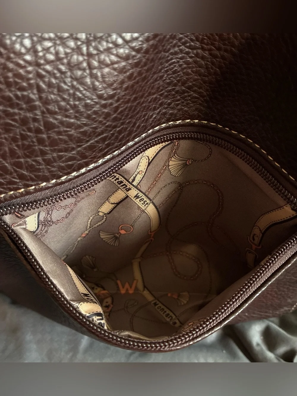 Montana West Brown Pebbled Vegan Leather Hobo Shoulder Bag w/Gold-Toned Hardware